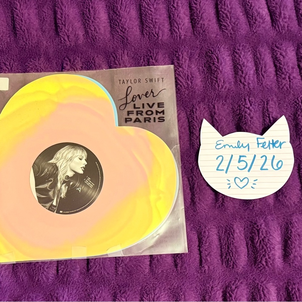 Taylor Swift Heart-Shaped Vinyl in Pink and Yellow